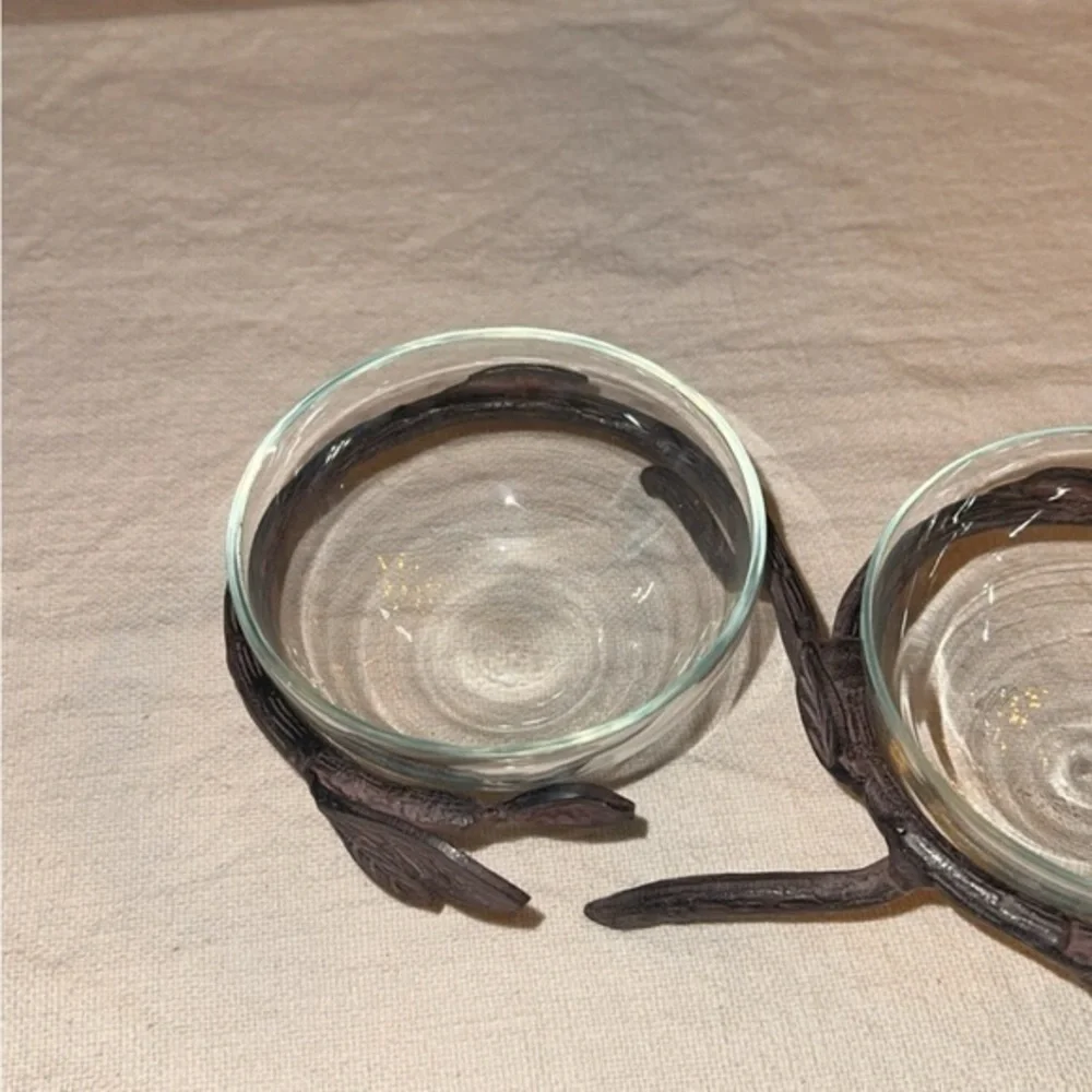 NEW Pottery Barn‎ Metal Branch Condiment Snack Bowls Server Set